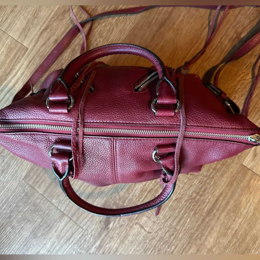 Rebecca Minkoff Genuine Leather 5-Zipper Moto Satchel in Rich Burgundy - Picture 4 of 7